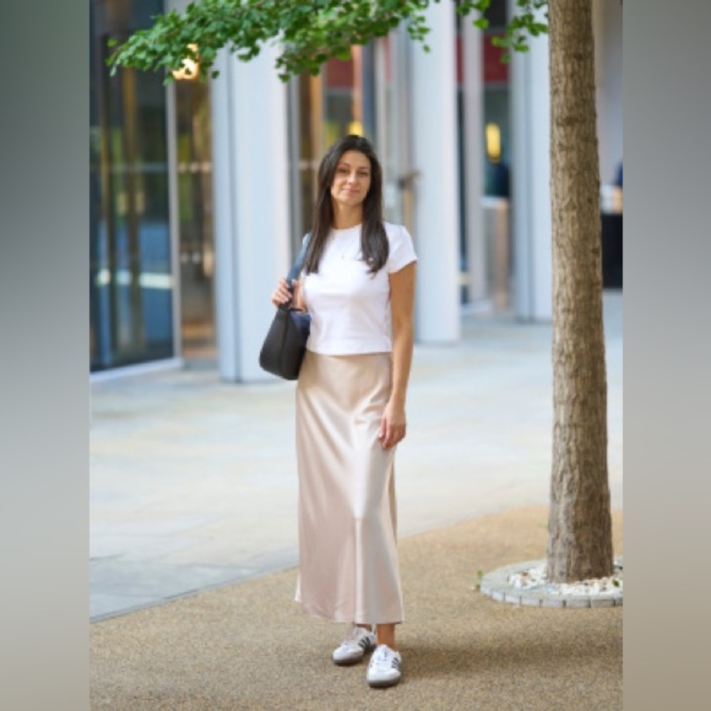 Uniqlo Satin Beige Maxi Skirt